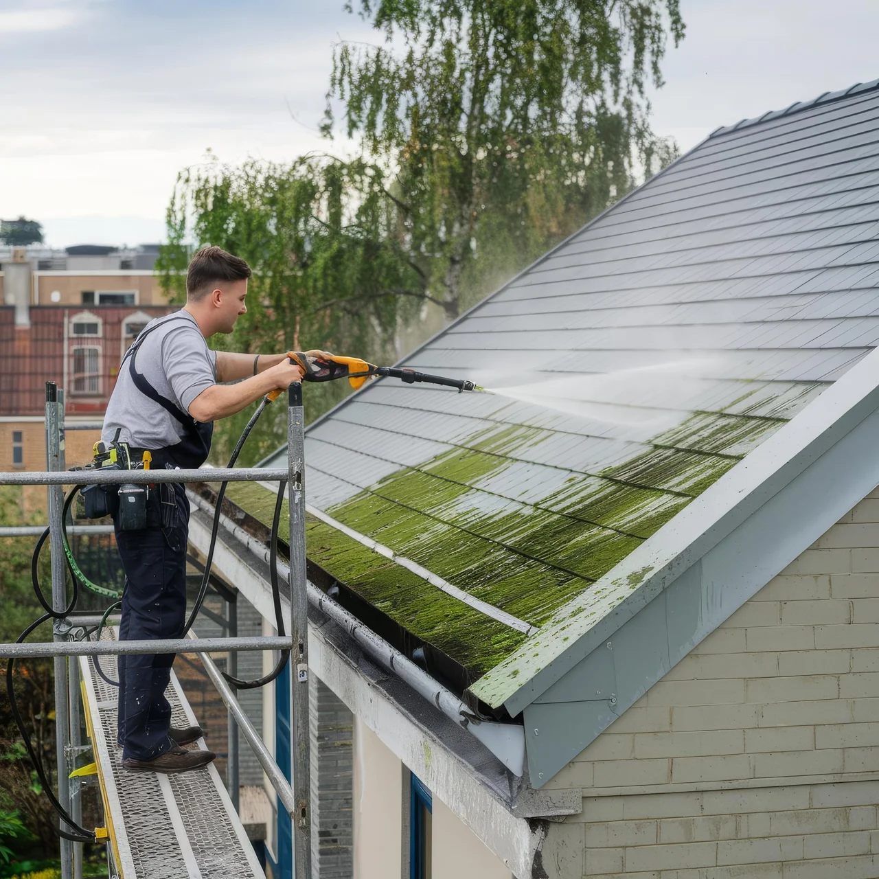 Professional roof cleaning service